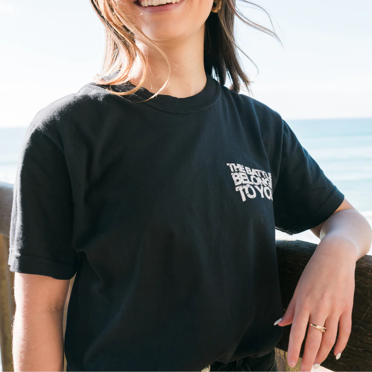 Battle Belongs Flag Tee - Black - Image 3