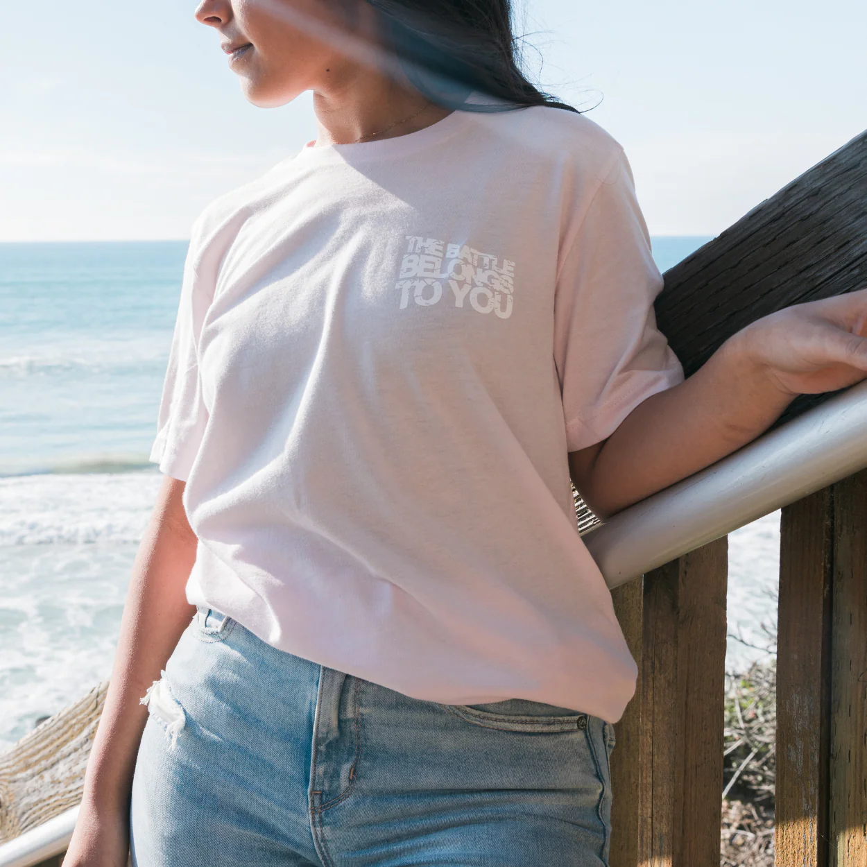 Battle Belongs Flag Tee - Pink - Image 5