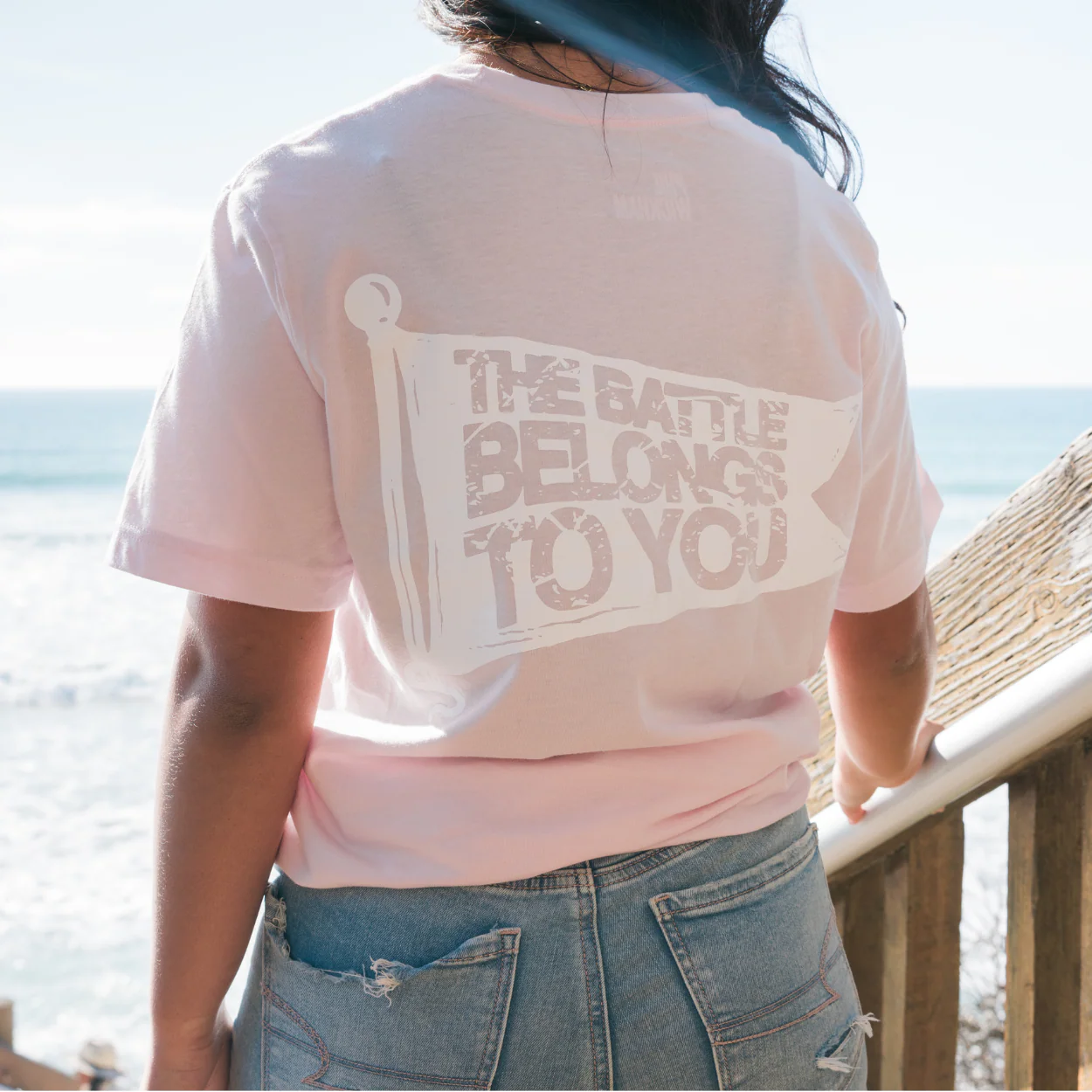 Battle Belongs Flag Tee - Pink - Image 6